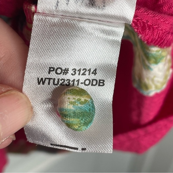 Faherty Marina Seersucker Pink Top in Orchid Blossom Babydoll Boho Oversized S - Picture 11 of 11